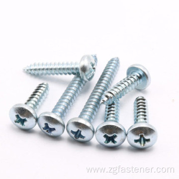 Blue white zinc Cross Recessed Pan Head Tapping Screws GB845